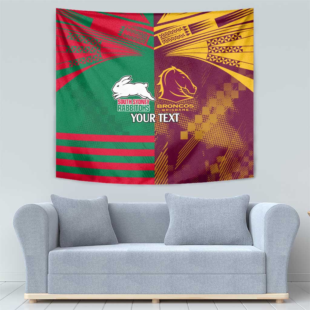 Custom NRL Rabbitohs and Broncos Tapestry Sporty Style