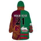 Custom NRL Rabbitohs and Broncos Wearable Blanket Hoodie Sporty Style