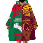 Custom NRL Rabbitohs and Broncos Wearable Blanket Hoodie Sporty Style