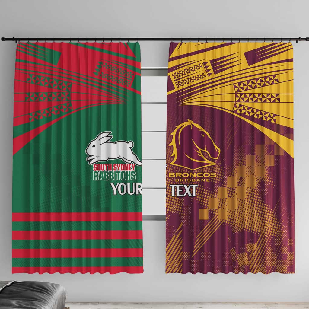 Custom NRL Rabbitohs and Broncos Window Curtain Sporty Style