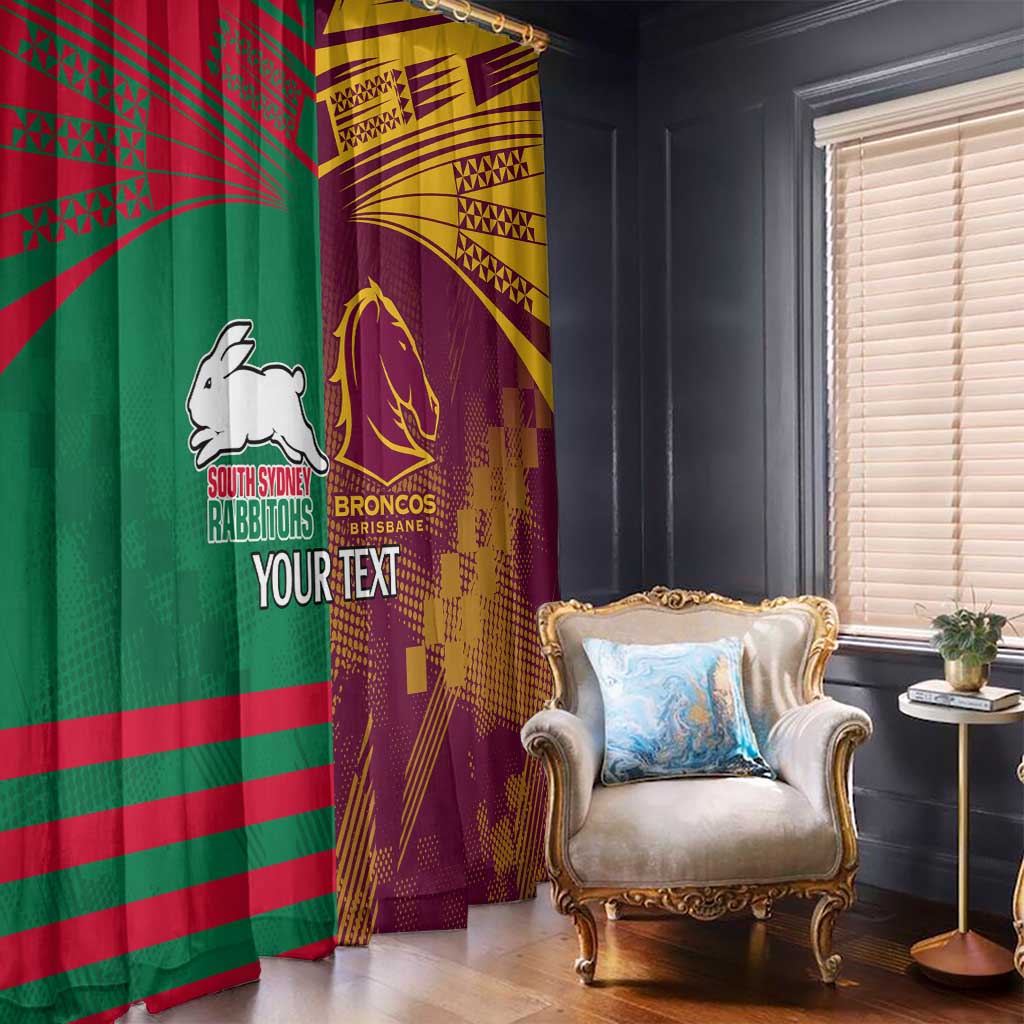 Custom NRL Rabbitohs and Broncos Window Curtain Sporty Style
