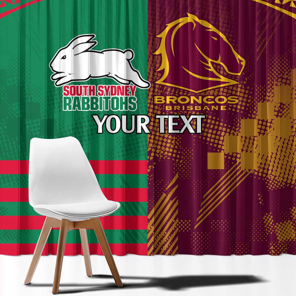 Custom NRL Rabbitohs and Broncos Window Curtain Sporty Style