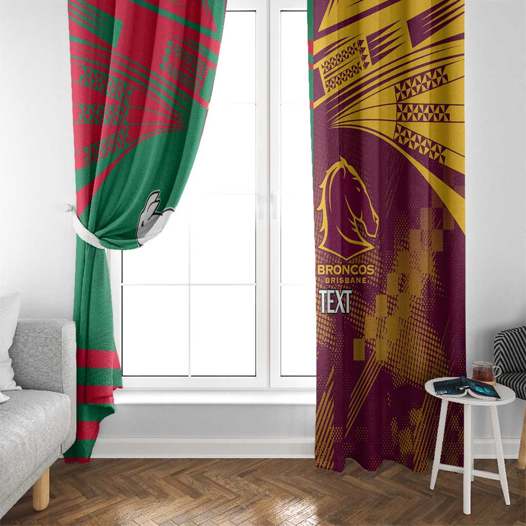 Custom NRL Rabbitohs and Broncos Window Curtain Sporty Style