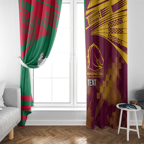 Custom NRL Rabbitohs and Broncos Window Curtain Sporty Style