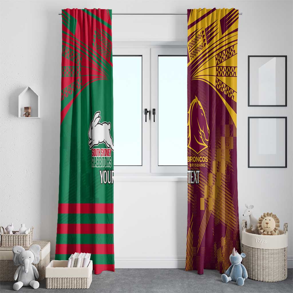 Custom NRL Rabbitohs and Broncos Window Curtain Sporty Style