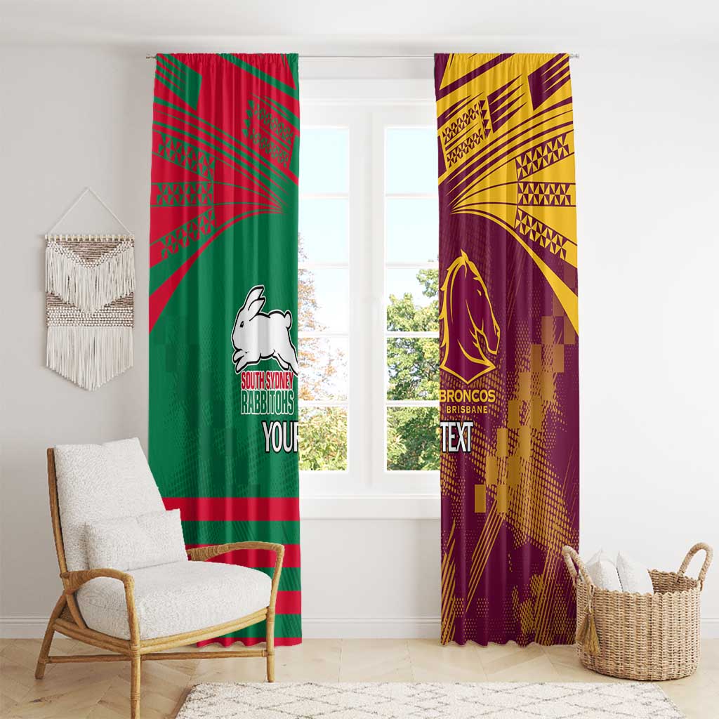 Custom NRL Rabbitohs and Broncos Window Curtain Sporty Style