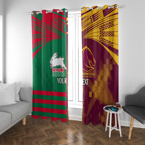 Custom NRL Rabbitohs and Broncos Window Curtain Sporty Style