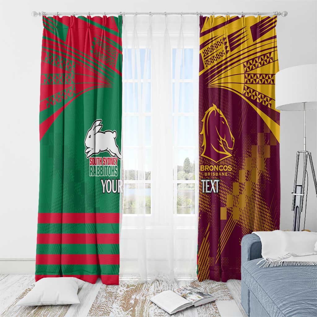 Custom NRL Rabbitohs and Broncos Window Curtain Sporty Style