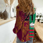 Custom NRL Rabbitohs and Broncos Women Casual Shirt Sporty Style