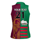 Custom NRL Rabbitohs and Broncos Women Sleeveless Polo Shirt Sporty Style