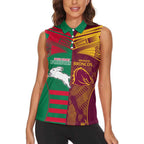 Custom NRL Rabbitohs and Broncos Women Sleeveless Polo Shirt Sporty Style