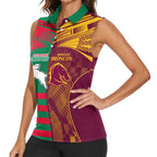 Custom NRL Rabbitohs and Broncos Women Sleeveless Polo Shirt Sporty Style