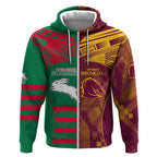 Custom NRL Rabbitohs and Broncos Zip Hoodie Sporty Style