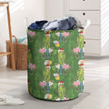 Aussie Santa Budgie Christmas Laundry Basket Green Parakeet Tropical Floral
