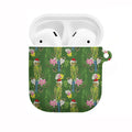 Aussie Santa Budgie Christmas AirPods Case Green Parakeet Tropical Floral