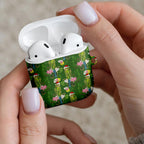 Aussie Santa Budgie Christmas AirPods Case Green Parakeet Tropical Floral