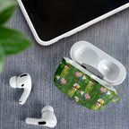 Aussie Santa Budgie Christmas AirPods Case Green Parakeet Tropical Floral