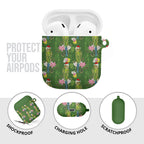Aussie Santa Budgie Christmas AirPods Case Green Parakeet Tropical Floral