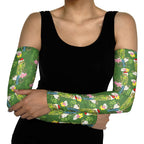 Aussie Santa Budgie Christmas Arm Sleeves Green Parakeet Tropical Floral
