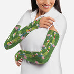 Aussie Santa Budgie Christmas Arm Sleeves Green Parakeet Tropical Floral