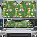 Aussie Santa Budgie Christmas Auto Sun Shade Green Parakeet Tropical Floral