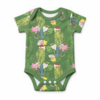 Aussie Santa Budgie Christmas Baby Onesie Green Parakeet Tropical Floral