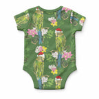 Aussie Santa Budgie Christmas Baby Onesie Green Parakeet Tropical Floral