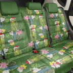 Aussie Santa Budgie Christmas Back Car Seat Cover Green Parakeet Tropical Floral