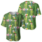 Aussie Santa Budgie Christmas Baseball Jersey Green Parakeet Tropical Floral