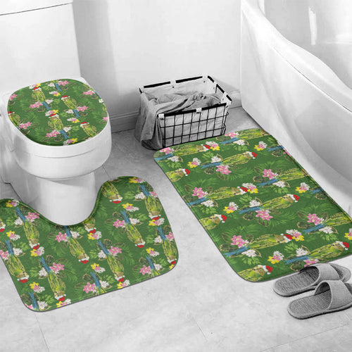 Aussie Santa Budgie Christmas Bathroom Set Green Parakeet Tropical Floral
