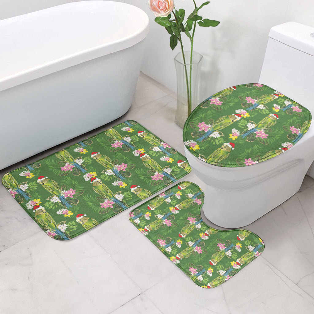 Aussie Santa Budgie Christmas Bathroom Set Green Parakeet Tropical Floral