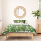Aussie Santa Budgie Christmas Bedding Set Green Parakeet Tropical Floral