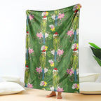 Aussie Santa Budgie Christmas Blanket Green Parakeet Tropical Floral