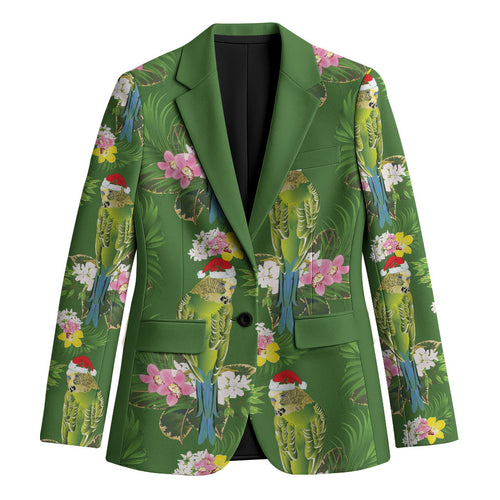 Aussie Santa Budgie Christmas Blazer Green Parakeet Tropical Floral