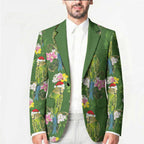 Aussie Santa Budgie Christmas Blazer Green Parakeet Tropical Floral