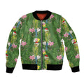 Aussie Santa Budgie Christmas Bomber Jacket Green Parakeet Tropical Floral