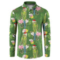 Aussie Santa Budgie Christmas Button Sweatshirt Green Parakeet Tropical Floral