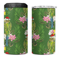 Aussie Santa Budgie Christmas 4 in 1 Can Cooler Tumbler Green Parakeet Tropical Floral