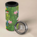 Aussie Santa Budgie Christmas 4 in 1 Can Cooler Tumbler Green Parakeet Tropical Floral
