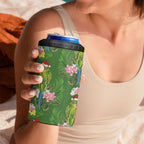 Aussie Santa Budgie Christmas 4 in 1 Can Cooler Tumbler Green Parakeet Tropical Floral