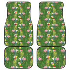 Aussie Santa Budgie Christmas Car Mats Green Parakeet Tropical Floral