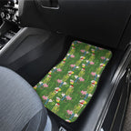 Aussie Santa Budgie Christmas Car Mats Green Parakeet Tropical Floral