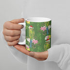 Aussie Santa Budgie Christmas Ceramic Mug Green Parakeet Tropical Floral
