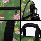Aussie Santa Budgie Christmas Duffle Bag Green Parakeet Tropical Floral