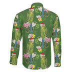 Aussie Santa Budgie Christmas Family Matching Puletasi and Hawaiian Shirt Green Parakeet Tropical Floral