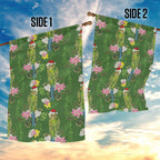 Aussie Santa Budgie Christmas Garden Flag Green Parakeet Tropical Floral