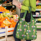 Aussie Santa Budgie Christmas Grocery Bag Green Parakeet Tropical Floral