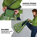 Aussie Santa Budgie Christmas Grocery Bag Green Parakeet Tropical Floral
