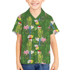 Aussie Santa Budgie Christmas Hawaiian Shirt Green Parakeet Tropical Floral