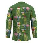 Aussie Santa Budgie Christmas Hockey Jersey Green Parakeet Tropical Floral